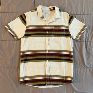 PACSUN Men’s Striped Short Sleeve Cotton Button Down Shirt SZ Small
